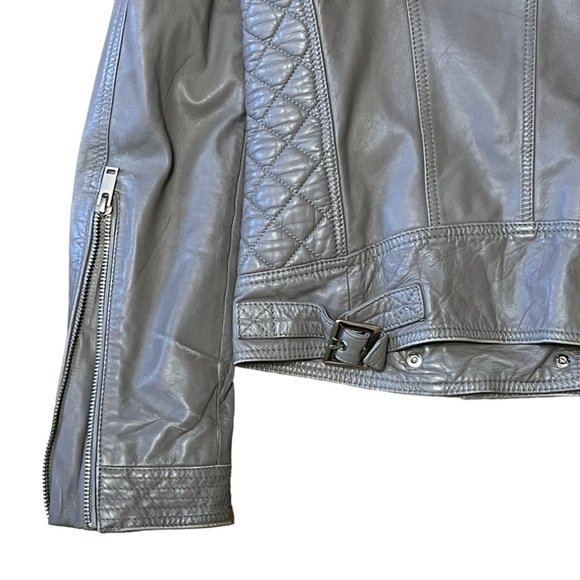 Samantha Sipos Genuine Lamb Leather Moto Jacket Dove Gray Size XS #912 - Picture 10 of 13